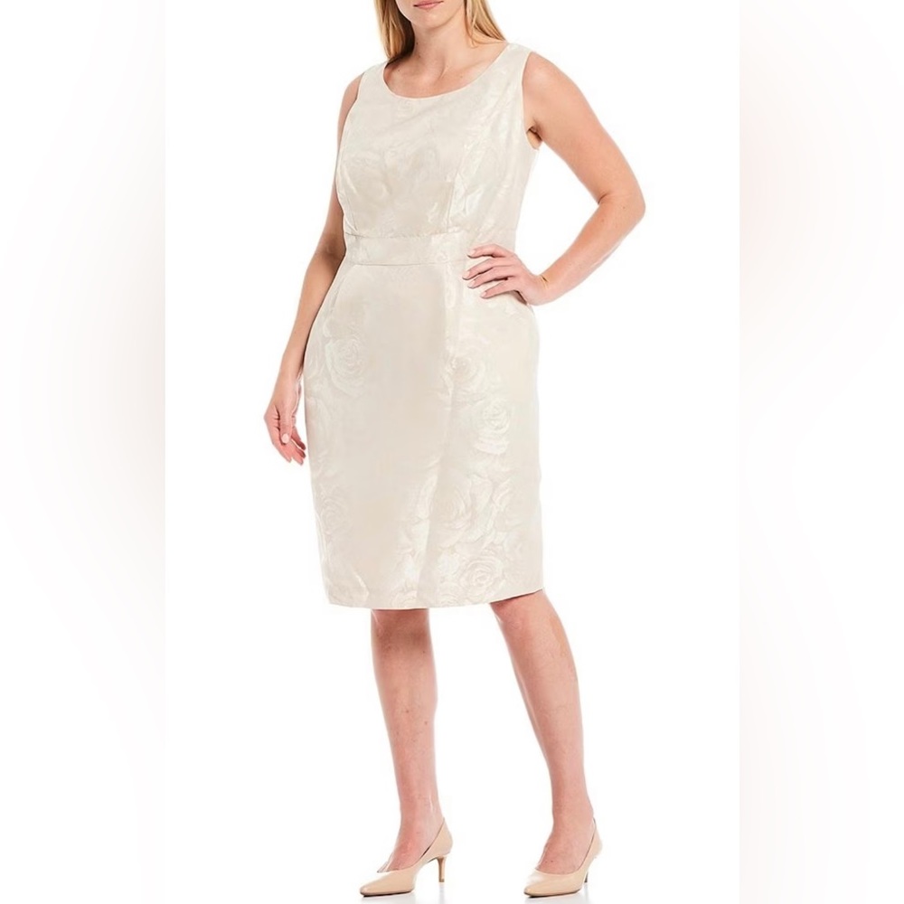 John Meyer Champagne Floral Jacquard Sheath Dress Size 6